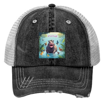 Discover Pygmy hippo (Moo Deng) Trucker Hats