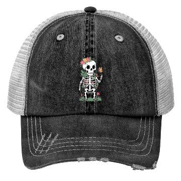 Discover Floral Skull Embrace Trucker Hats