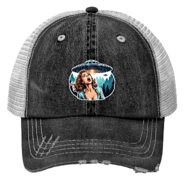 Discover UFO Invasion Alien Abduction Panic Trucker Hats