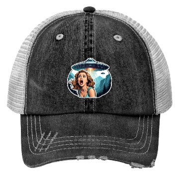 Discover UFO Invasion Alien Abduction Horror Trucker Hats