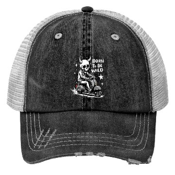 Discover Born to Be Wild - Skull Devil on Scooter Trucker Hats