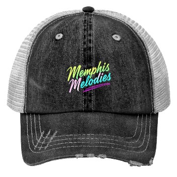 Discover Memphis Melodies Pastel Vibrant Typography Art Trucker Hats