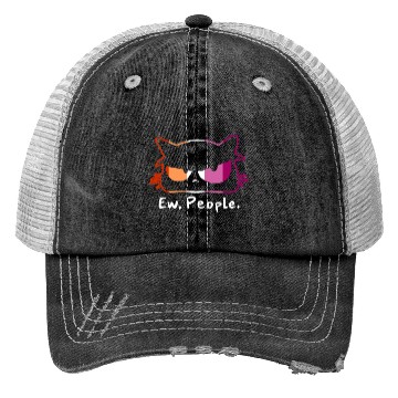 Discover Cat Grumpy Face Ew People Lesbian Pride Colors Trucker Hats