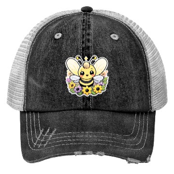 Discover A bee chubby cartoon Trucker Hats