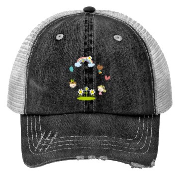 Discover Children of the Earth with Rainbow Flowers Balloon Trucker Hats