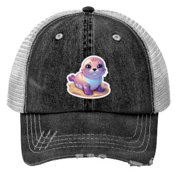 Discover Adorable Seal Sticker Trucker Hats