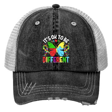 Discover It’s OK to Be Different Autism Awareness Butterfly Trucker Hats