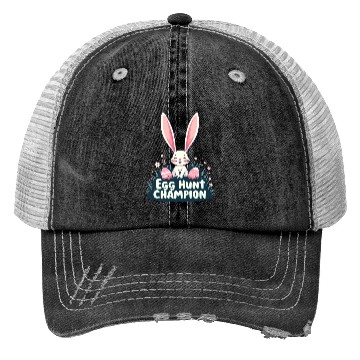Discover Egg Hunt Champion Bunny Design Trucker Hats