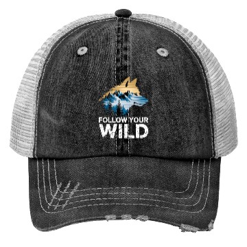 Discover Follow Your Wild Adventure Mountain Wolf Trucker Hats