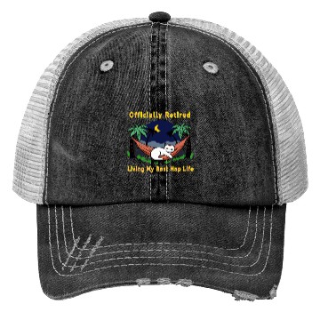 Discover Retired Cat - Living the Dream Trucker Hats