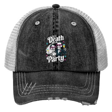 Discover Funny Skeleton Bride and Groom Till Death Do Party Trucker Hats