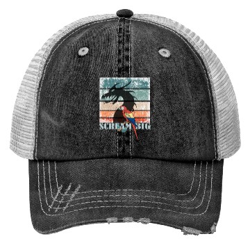 Discover Scream Big Parrot Dragon Fusion Trucker Hats
