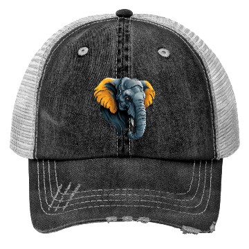 Discover Elephant Head Illustration Trucker Hats