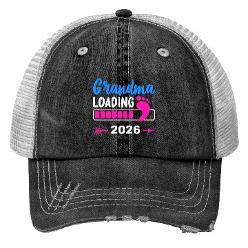 Discover Grandma Loading 2026 Pink Footprint Trucker Hats
