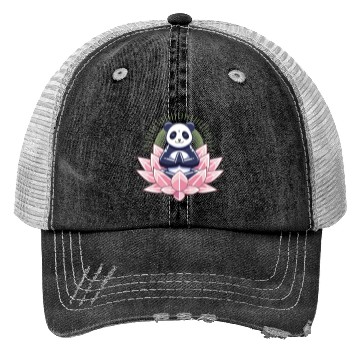 Discover Meditating Panda on Lotus Trucker Hats