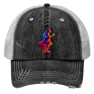 Discover Guitar Player Girl Synthwave Trucker Hats