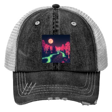 Discover Moonlit Alien Forest Trucker Hats