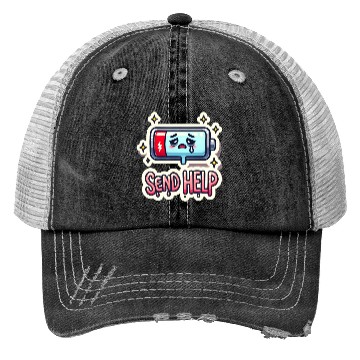 Discover A Battery Icon at 1% with "Send Help" Trucker Hats