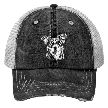 Discover Border Collie Dog Wearing Sunglasses Vintage Pet Trucker Hats