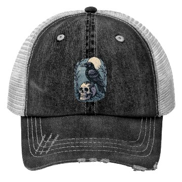 Discover Nevermore Raven Skull Gothic Poe Poetry Trucker Hats