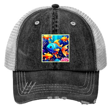 Discover Fantasy Fish Swim Design Trucker Hats