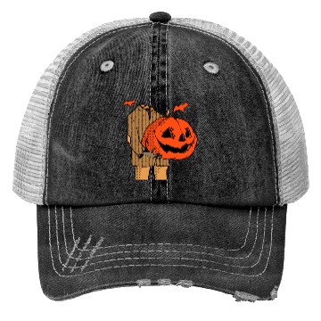 Discover Scary Spooky Jack O Lantern Face Pumpkin Men Boys Trucker Hats