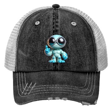 Discover Blue Alien Robot with Goggles Trucker Hats