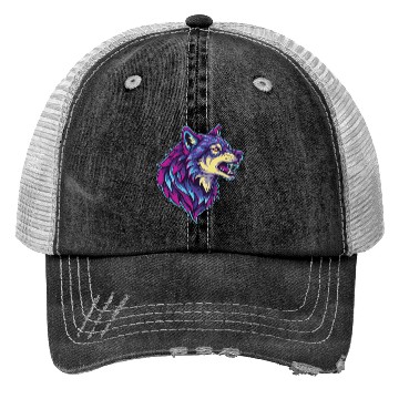 Discover psychedelic wolf head Trucker Hats