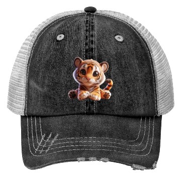 Discover Charming Baby Tiger Art Trucker Hats