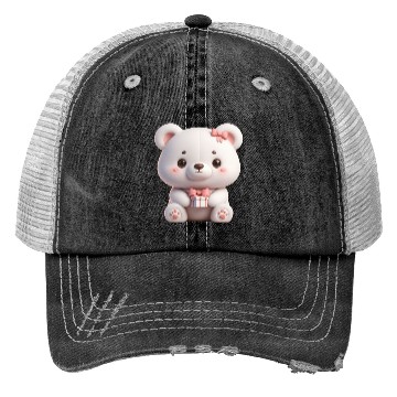 Discover Sweet Teddy Bear and Gift Box Trucker Hats