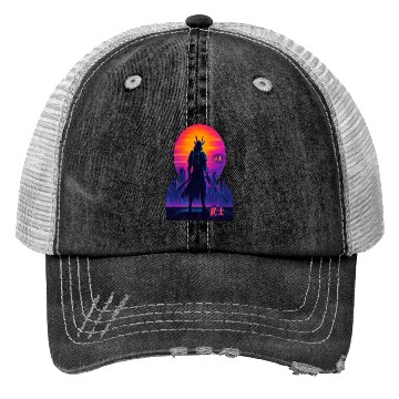 Discover Neon Samurai - Cyberpunk Warrior Art Trucker Hats