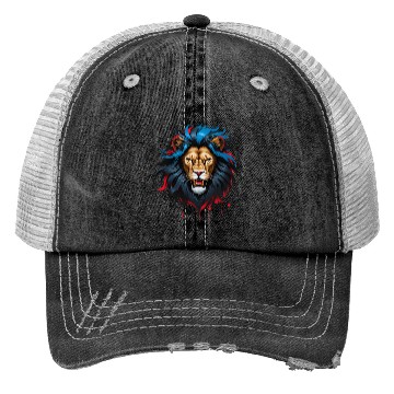 Discover Fierce Fantasy Lion – Stylized Majesty in Motion Trucker Hats
