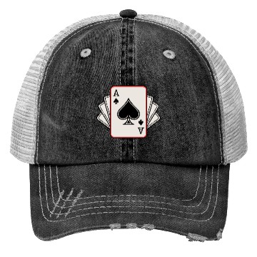 Discover Ace of Spades Playing Cards Hand Trucker Hats