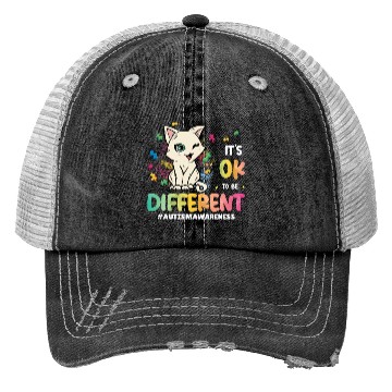 Discover Support Autistic Adults Kids Autism Different Cat Trucker Hats