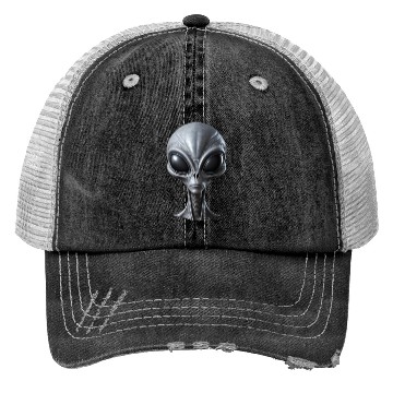 Discover Realistic Grey Alien Extraterrestrial Being Trucker Hats