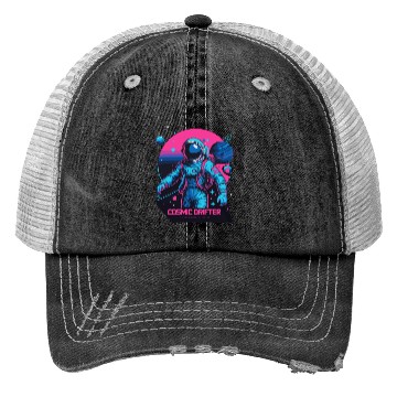 Discover Cosmic Drifter Synthwave Trucker Hats