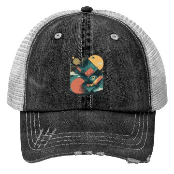 Discover Beyond the Grid Abstract Trucker Hats