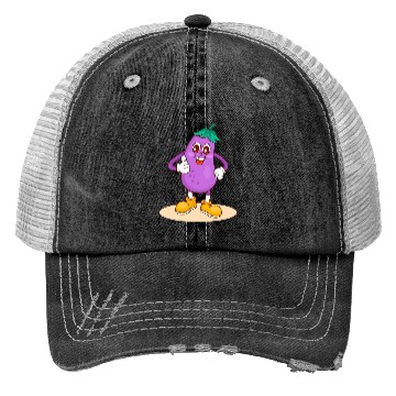 Discover Animated Eggplant Character Design Trucker Hats