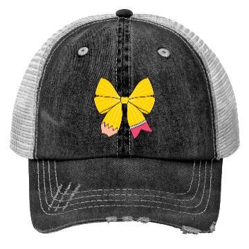 Discover Retro Pencil Coquette Bow Teacher Trucker Hats