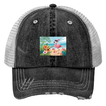 Discover Tropical flamingo party Trucker Hats