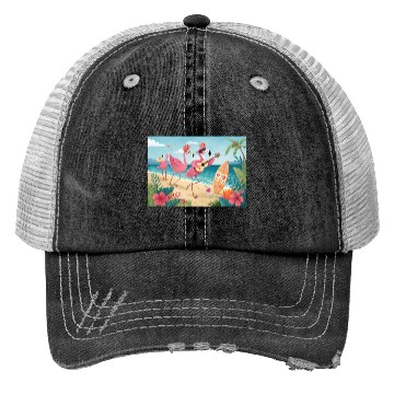 Discover Happy flamingo friends Trucker Hats