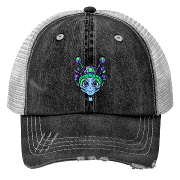 Discover Cute Alien Wearing a Funny Hat Trucker Hats