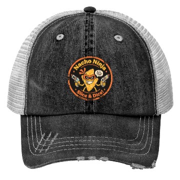 Discover Vintage Style Nacho Chip with Light Guns Gamer Trucker Hats