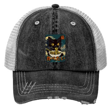Discover Cat Ramen Japanese Graphic Art Kawaii Kitty Anime Trucker Hats