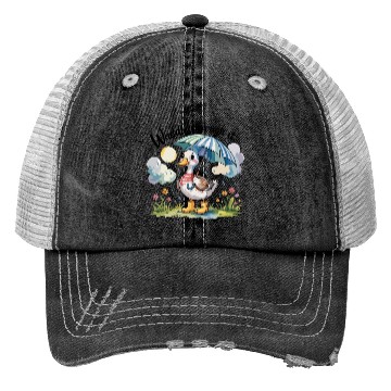 Discover Rainy Day Duck Design Trucker Hats