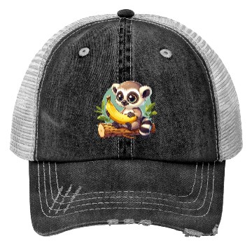 Discover Raccoon with a banana Trucker Hats