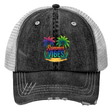 Discover Summer Vibes, Summer Vacation Trucker Hats