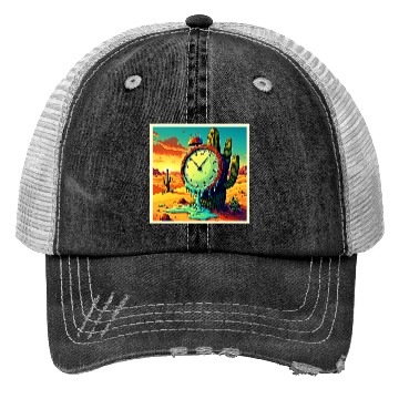 Discover Desert Time Melts Away Clock Trucker Hats