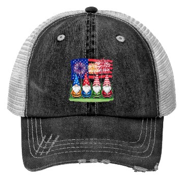 Discover Patriotic Gnomes Fireworks American Flag Trucker Hats