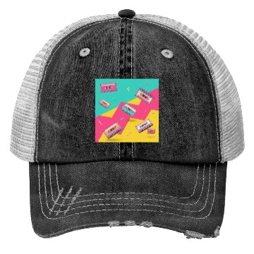 Discover Retro Cassette Tape Pattern Trucker Hats